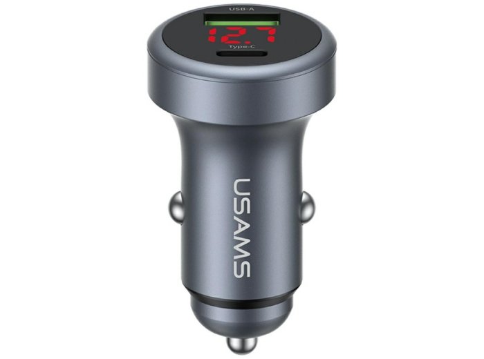 Ładowarka samochodowa 45W USB-A USB-C LED Aluminium