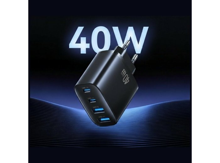 Ładowarka sieciowa 40W 2xUSB-A 2xUSB-C czarna