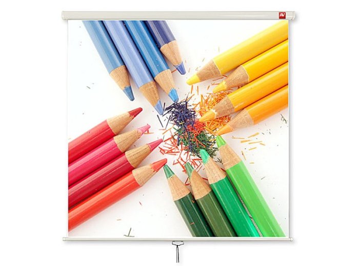 Ekran projekcyjny do zawieszenia na suficie lub ścianie AVTEK WALL STANDARD 175 (sufitowy, ścienny; rozwijane ręcznie; 175 x 175 cm; 1:1; 97”)