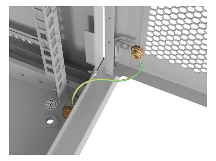 Szafa instalacyjna rack wisząca 19 cali 6U 600x450 drzwi perforowane (flat pack) szara