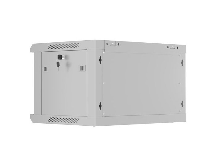 Szafa instalacyjna rack wisząca 19 cali 6U 600x450 drzwi perforowane (flat pack) szara
