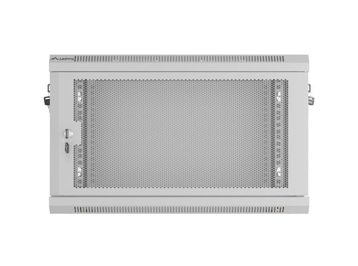 Szafa instalacyjna rack wisząca 19 cali 6U 600x450 drzwi perforowane (flat pack) szara