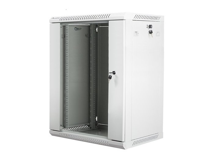 Szafa instalacyjna wisząca 19 cali 15U 600X450mm szara (drzwi szklane)