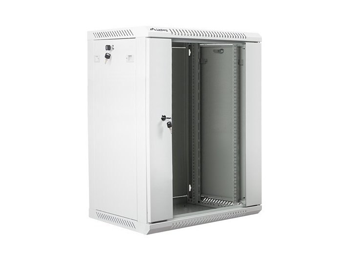 Szafa instalacyjna wisząca 19 cali 15U 600X450mm szara (drzwi szklane)