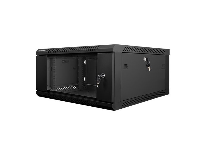 Szafa instalacyjna wisząca 19 cali 4U 600X600mm czarna (drzwi szklane)