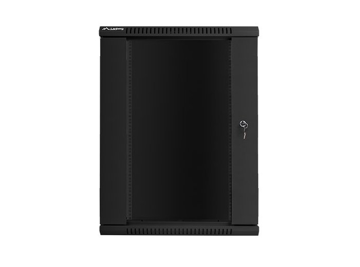 Szafa instalacyjna wisząca 19 cali 18U 600X600mm czarna (drzwi szklane)