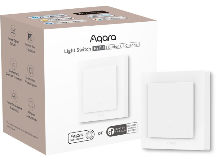 Przełącznik Aqara Light Switch H2 EU | 2 przyciski, 1 kanał, offline