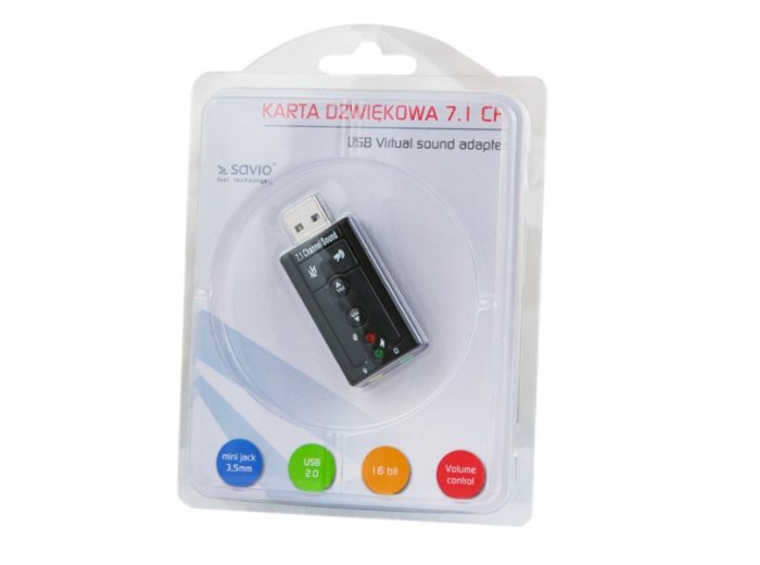 Karta dźwiękowe SAVIO ak-01 (Zewnętrzna; USB 2.0)