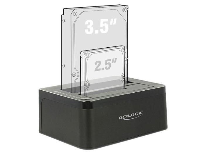 DeLOCK 62661 stacja dokująca do dysków twardych USB 3.2 Gen 1 (3.1 Gen 1) Type-B Czarny