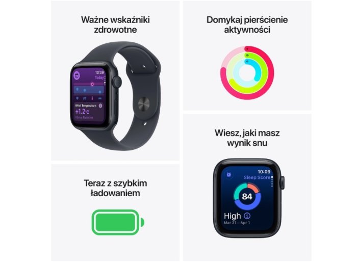 Watch SE 3 GPS koperta 44 mm z aluminium w kolorze księżycowej poświaty, pasek sportowy w kolorze księżycowej poświaty - rozmiar M/L