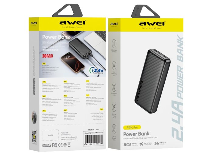 Powerbank 20000mAh P6K Pro 2xUSB-A/USB-C