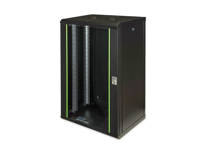 Digitus Szafa sieciowa wisząca Unique 19" 20U rack 600x450, drzwi szyba, czarny, niedzielona, złożona, 100kg
