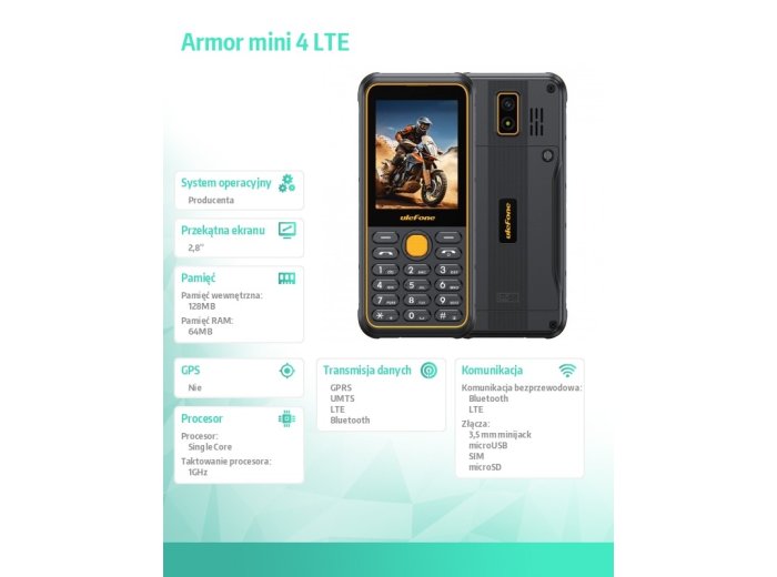 Telefon Armor Mini 4 LTE czarny