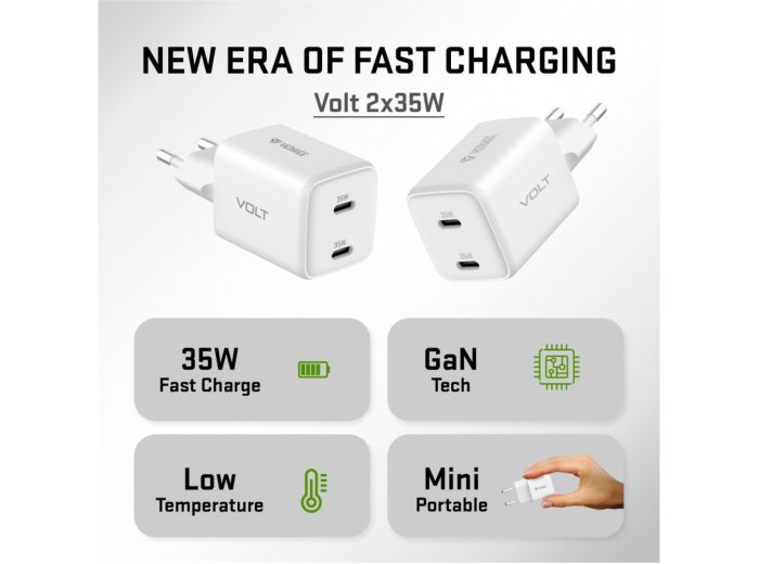 Ładowarka sieciowa USB C 2x18W 3A Power delivery 3.0 QC3.0 Biała