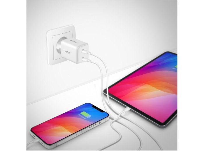 Ładowarka sieciowa USB C 2x18W 3A Power delivery 3.0 QC3.0 Biała