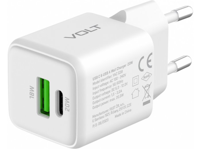 Ładowarka sieciowa USB C/A 20W/18W 3A Power delivery 3.0 QC3.0