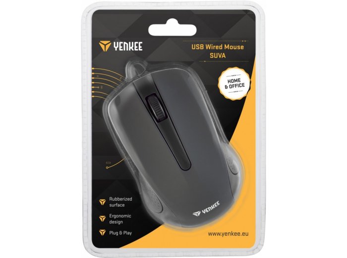 Mysz przewodowa USB, 3 przyciski , gumowana powierzchnia