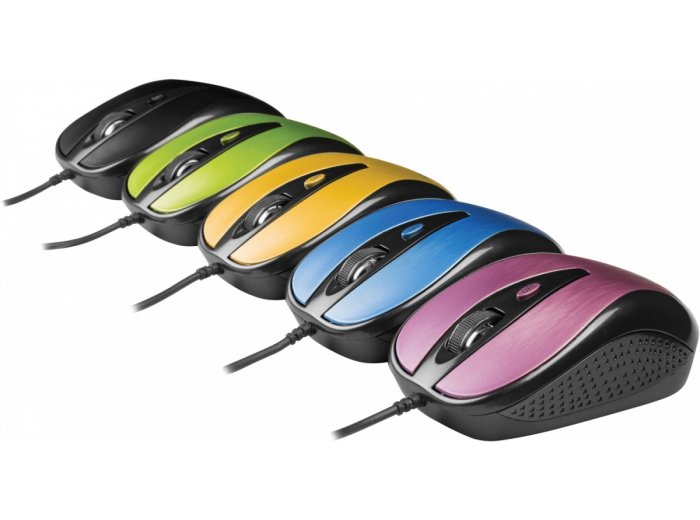 Mysz przewodowa USB , 4 przyciski, optyczna, symetryczna, Błękit