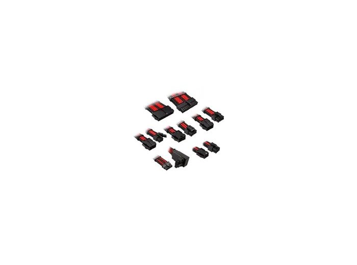 Kolink Core Pro Braided Cable Extension Kit 12V-2x6 Type 2 - Jet Black/Racing Red