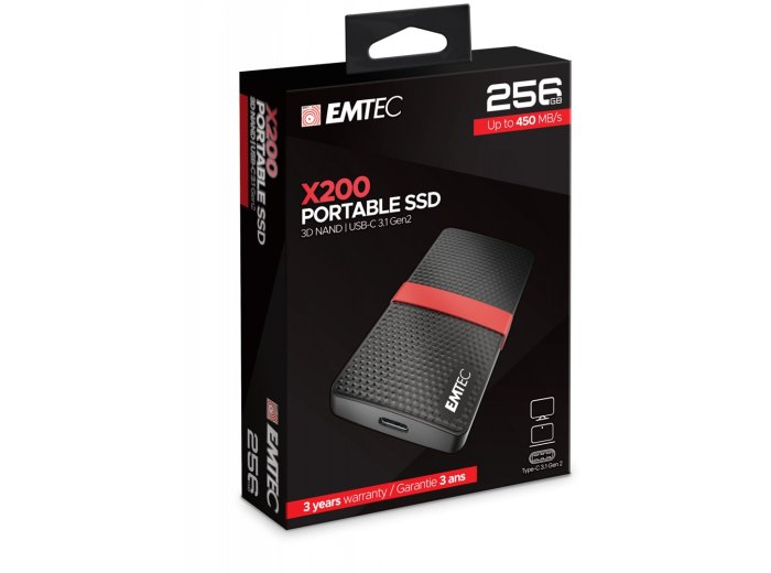Emtec X200 256 GB USB Type-C 3.2 Gen 1 (3.1 Gen 1) Czarny, Czerwony