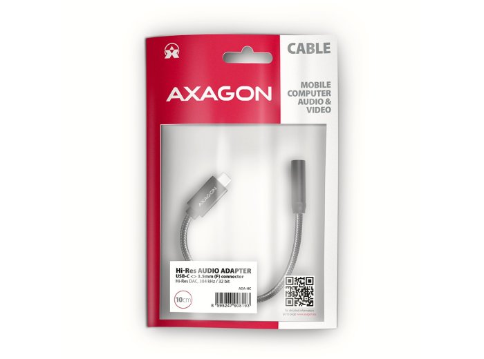 ADA-HC Zewnętrzna karta dźwiękowa USB-C 32bit DAC 3.5mm (F) złącze, 384kHz