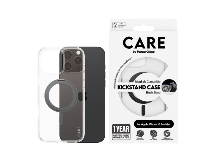 Pokrowiec na telefon komórkowy PanzerGlass CARE by PG BLK Kick/MagS iPhone16P 6.9 Przezroczysty