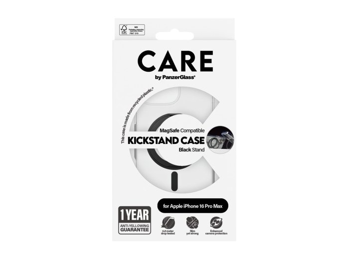 Pokrowiec na telefon komórkowy PanzerGlass CARE by PG BLK Kick/MagS iPhone16P 6.9 Przezroczysty