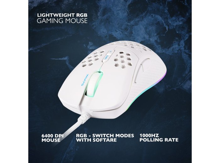 Deltaco Gaming GAM-108-W myszka Dla praworęcznych USB Typu-A Optyczny 6400 DPI