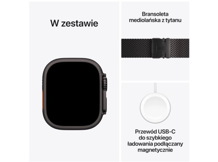 Watch Ultra 3 GPS + Cellular, koperta 49 mm z tytanu w kolorze czarnym, bransoleta mediolańska z tytanu w kolorze czarnym - rozmiar S