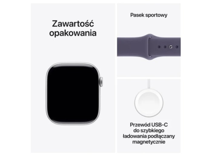 Watch Series 11 GPS+Cellular koperta 46 mm z aluminium w kolorze srebrnym, pasek sportowy w kolorze mlecznego fioletu - rozmiar S/M