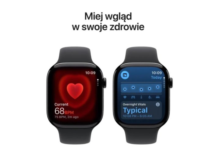 Watch Series 11 GPS + Cellular, koperta 46 mm z tytanu w kolorze naturalnym, pasek sportowy w kolorze górskiej szarości - rozmiar S/M