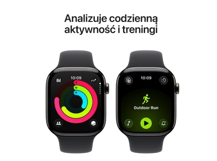 Watch Series 11 GPS + Cellular, koperta 46 mm z tytanu w kolorze łupku, pasek sportowy w kolorze czarnym - rozmiar M/L