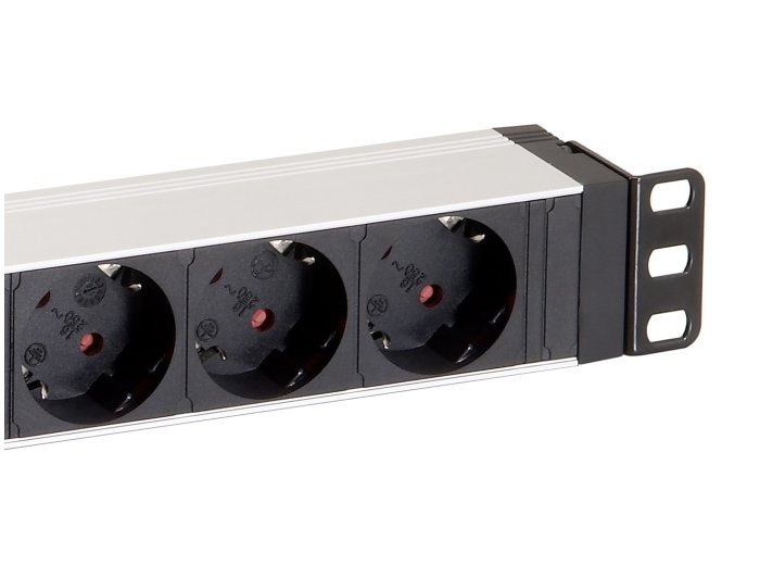 Equip 333293 rozdzielacz zasilania PDU 8 x gniazdo sieciowe 1U Czarny, Srebrny
