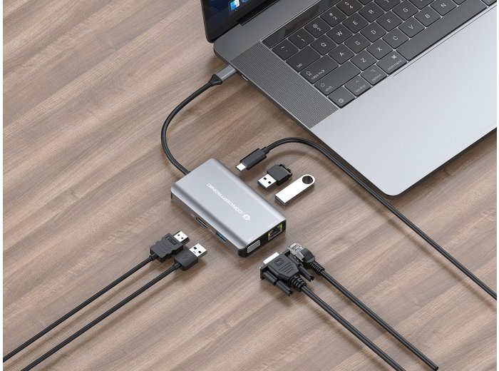 Conceptronic DONN21G stacja dokująca Przewodowa USB 3.2 Gen 1 (3.1 Gen 1) Type-C Szary