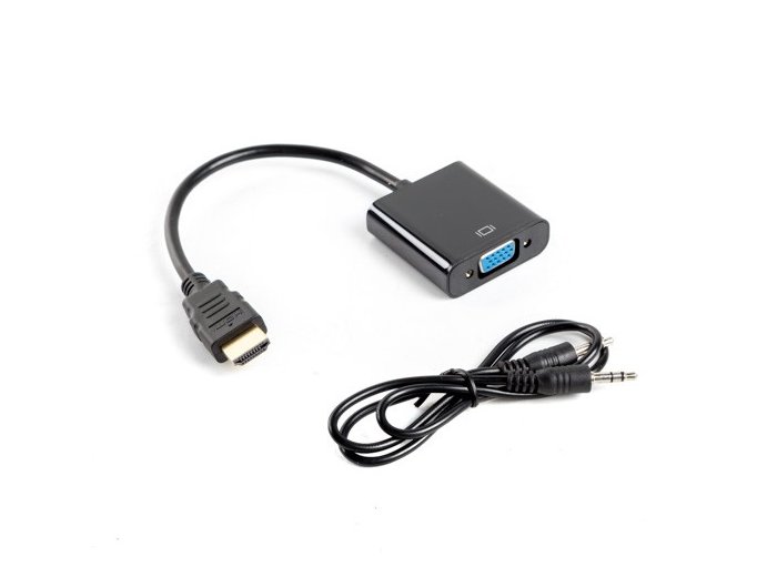 Adapter HDMI-A (M) -> VGA (F) + audio na kablu