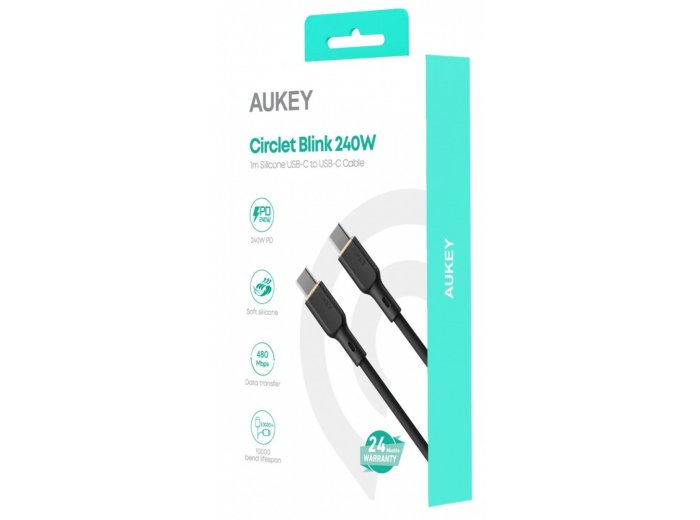 CB-SCC241 kabel USB-C - USB-C 1m 240W PD 5A 20V silikonowy czarny