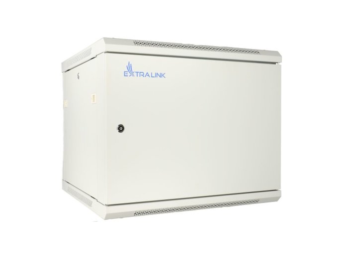 Extralink Szafa rack 9U 600x450 ASP Szara montowana na ścianie, drzwi blaszane pełne