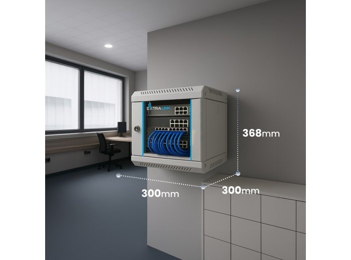 Extralink Szafa rack 6U 10" Szara montowana na ścianie