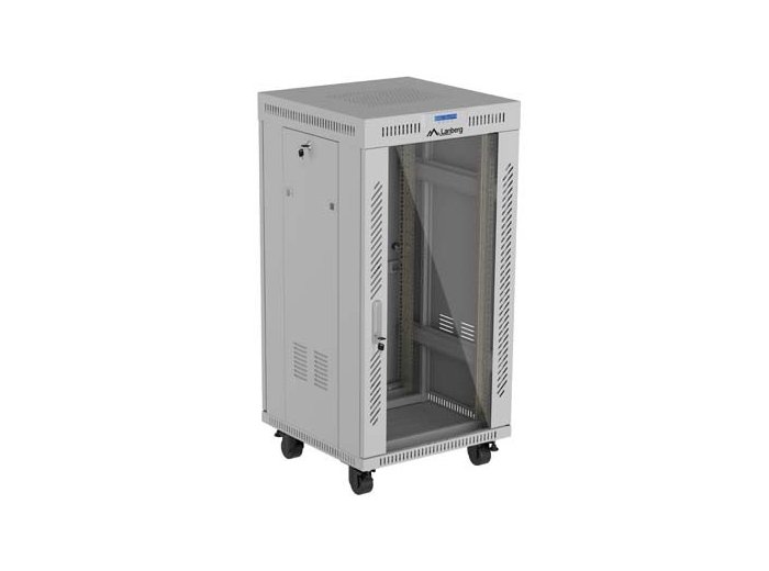 Szafa instalacyjna rack stojąca 19 cali 22U 600x600 drzwi przeszklone LCD (Flat pack) szara