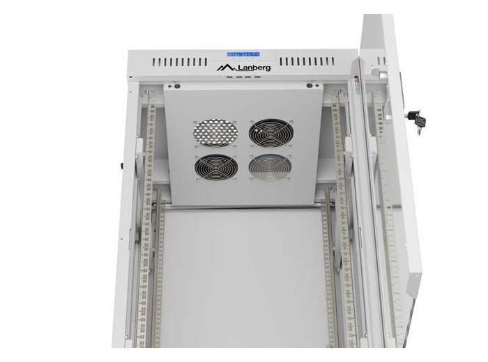 Szafa instalacyjna rack stojąca 19 cali 22U 600x600 drzwi przeszklone LCD (Flat pack) szara