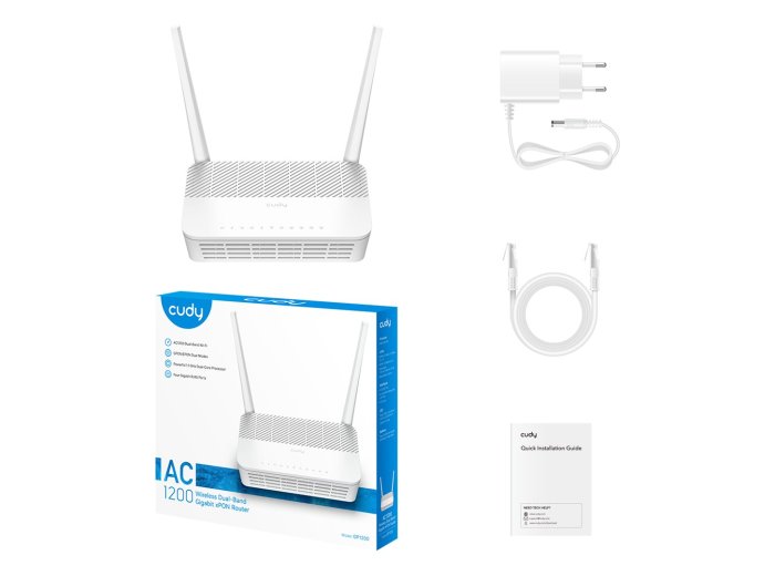 Router CUDY GP1200 Wi-Fi 5 GPON/EPON 2.4GHz, 5GHz 300Mb/s + 867Mb/s