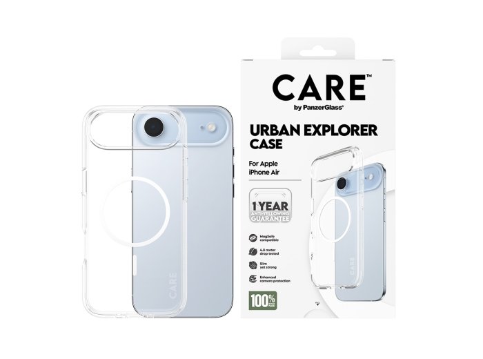 PanzerGlass CARE™ by ® Urban Explorer Case Transparent w. White MagSafe iPhone Air pokrowiec na telefon komórkowy Przezroczysty