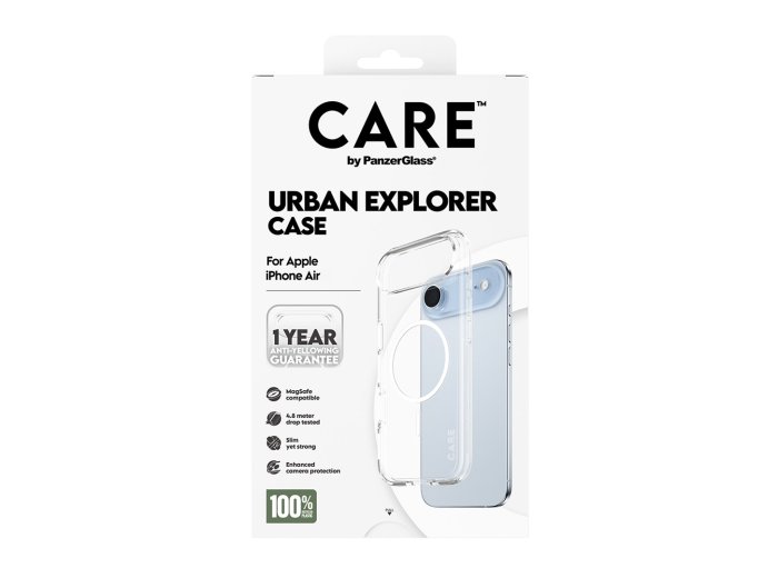 PanzerGlass CARE™ by ® Urban Explorer Case Transparent w. White MagSafe iPhone Air pokrowiec na telefon komórkowy Przezroczysty