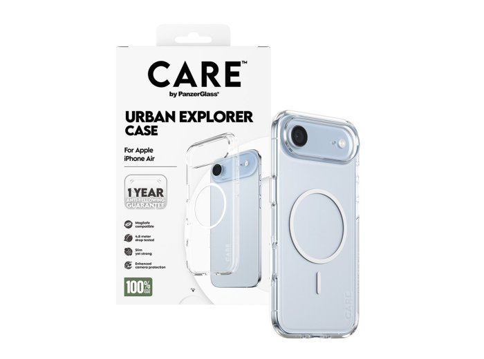 PanzerGlass CARE™ by ® Urban Explorer Case Transparent w. White MagSafe iPhone Air pokrowiec na telefon komórkowy Przezroczysty
