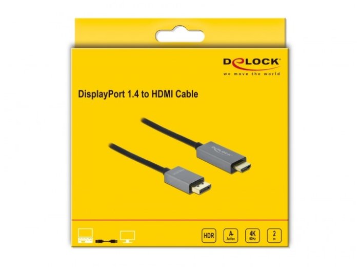 DeLOCK Aktywny DisplayPort 1.4 do kabla HDMI 4K 60 Hz (HDR), 2 m