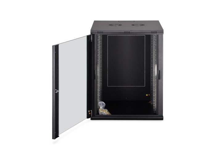 Szafa sieciowa wisząca DYNAmic 19" 16U rack 600x600, drzwi szyba, czarny, niedzielona, złożona, 60kg