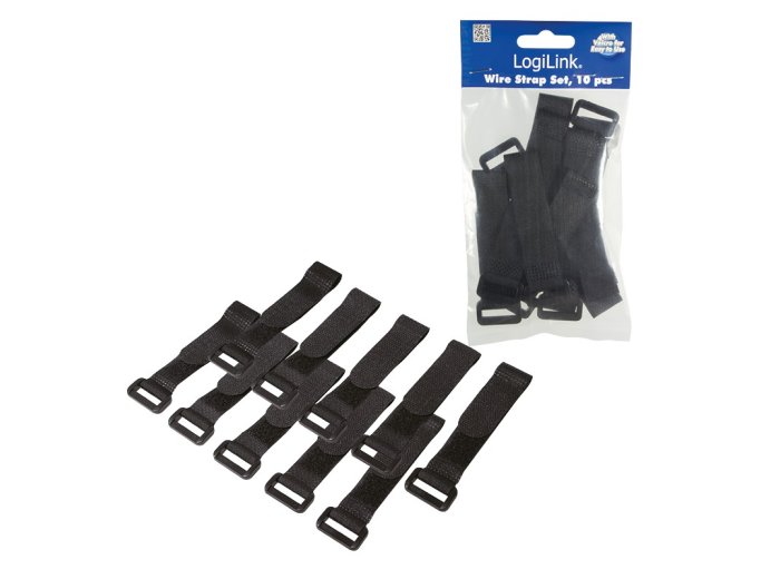 Organizator kabli, rzep, 15cm, 10szt. czarny