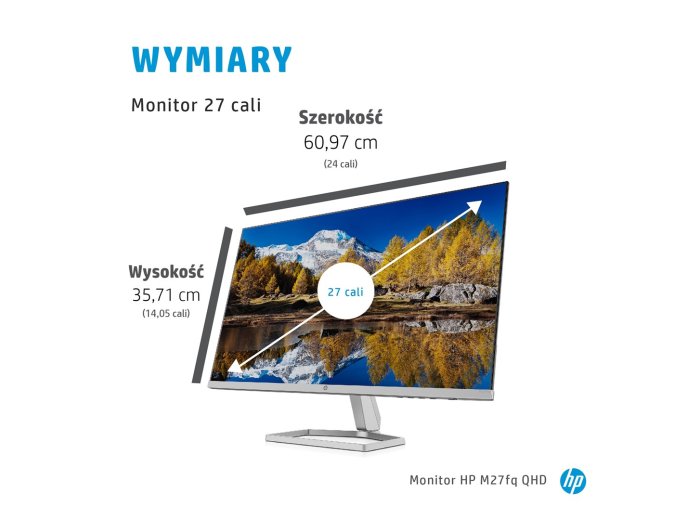 HP M27fq QHD Monitor monitor komputerowy 68,6 cm (27") 2560 x 1440 px Quad HD LCD Srebrny
