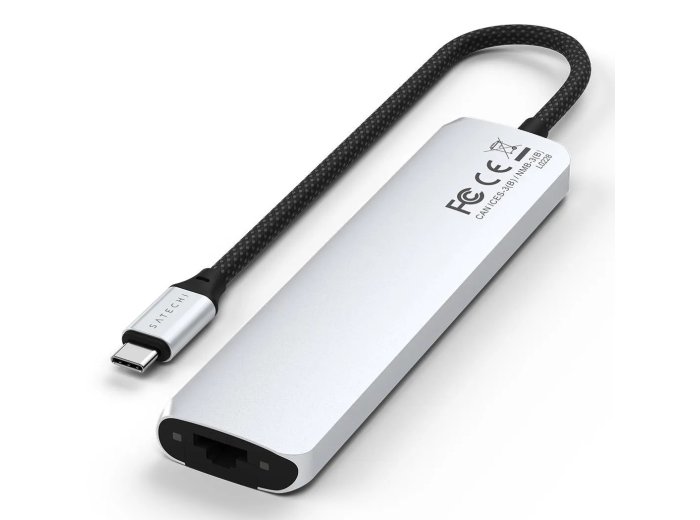 Satechi USB-C 7-w-1 Slim Multi Port Adapter Ethernet Srebrny