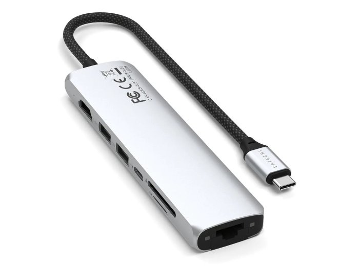 Satechi USB-C 7-w-1 Slim Multi Port Adapter Ethernet Srebrny